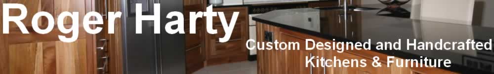 Homepage header image with Roger's Name and Custom designed, handcrafted Kitchens and Furniture